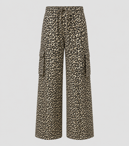 Μαύρο Cargo Παντελόνι Με Animal Print