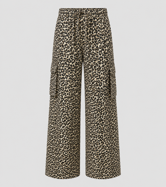 Μαύρο Cargo Παντελόνι Με Animal Print