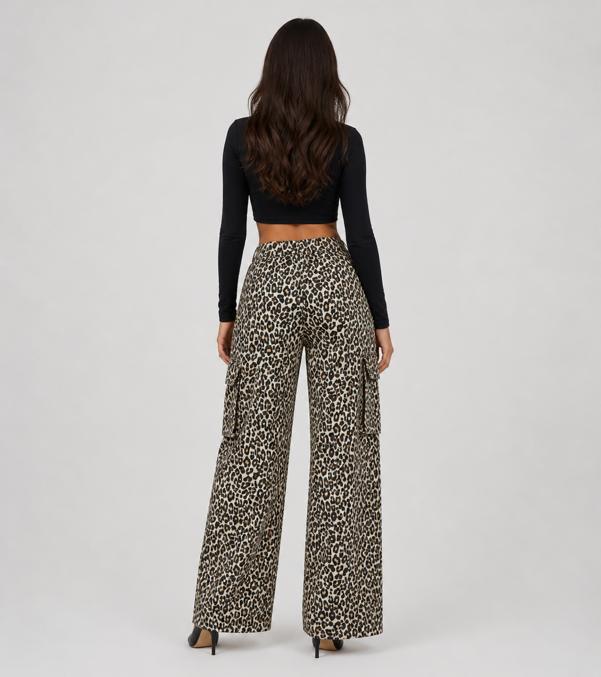Μαύρο Cargo Παντελόνι Με Animal Print