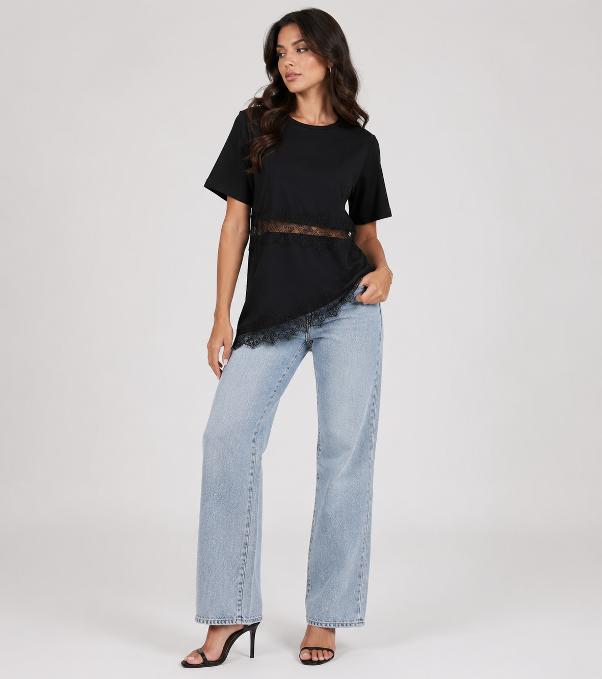 Μαύρο Casual Κομψό T-shirt