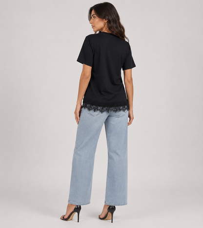 Μαύρο Casual Κομψό T-shirt
