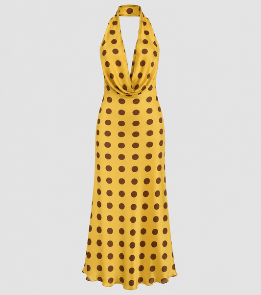 Halter Polka Dot Maxi Dress