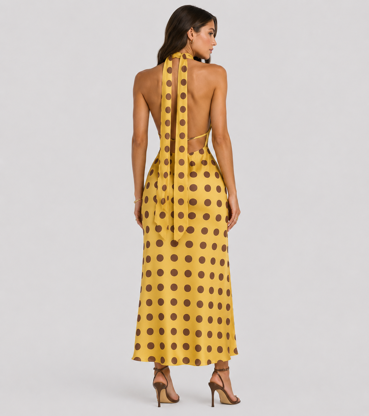 Halter Polka Dot Maxi Dress