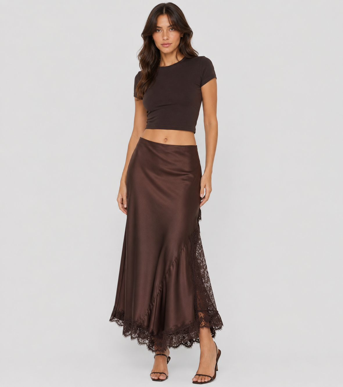 Long Skirt with Satin Lace