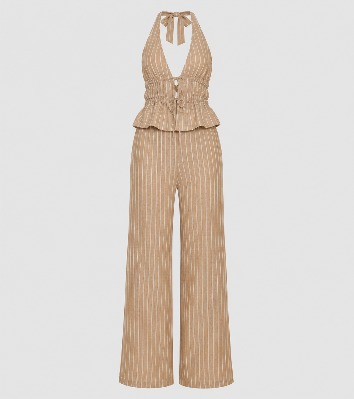 Stripe Elastic Top and Pants Set