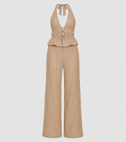 Stripe Elastic Top and Pants Set
