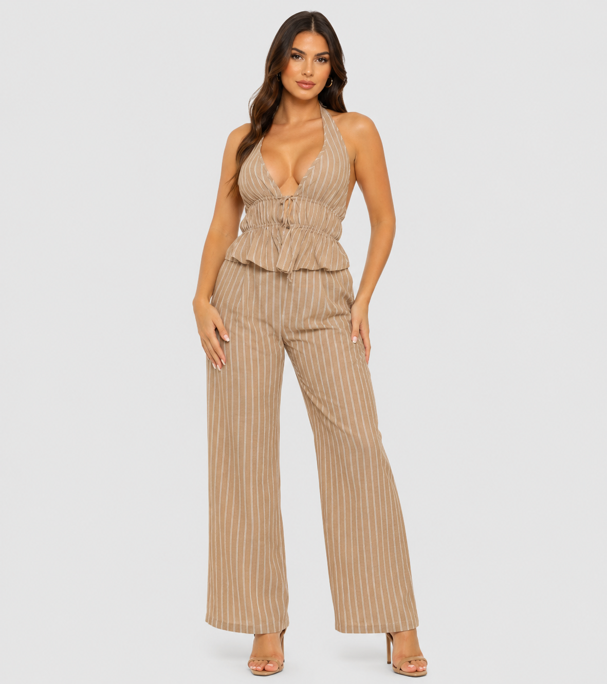 Stripe Elastic Top and Pants Set