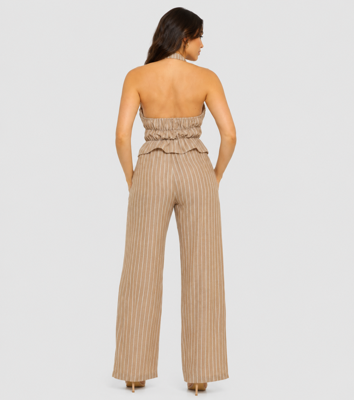 Stripe Elastic Top and Pants Set