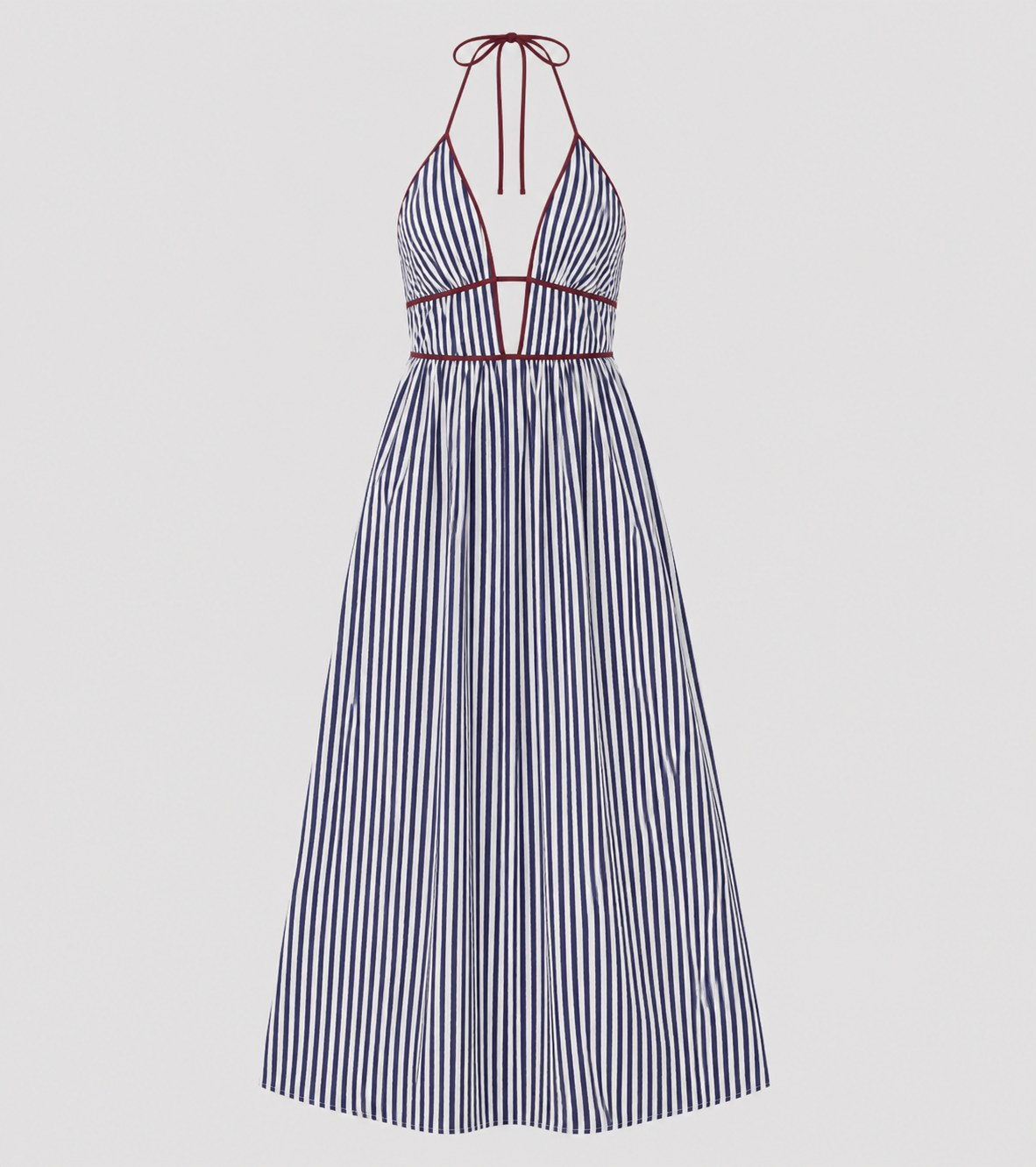 Striped Halter Backless Maxi Dress