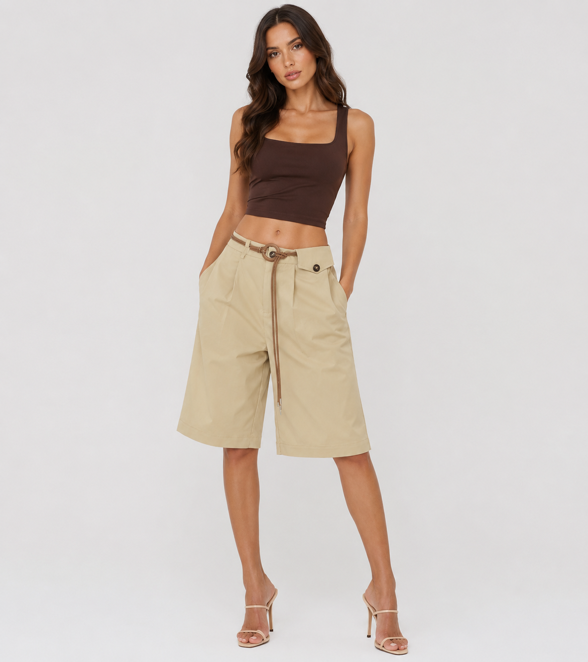 Wide-Leg Bermuda Shorts