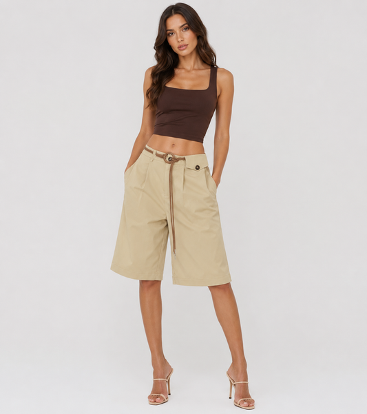 Wide-Leg Bermuda Shorts